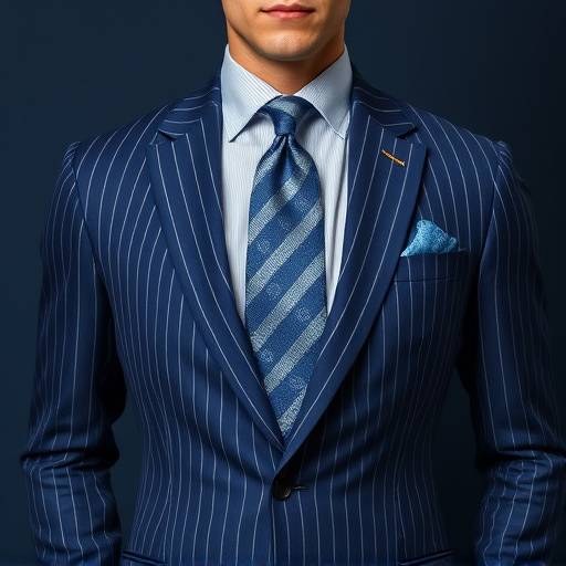A bespoke striped suit in a sophisticated blue hue, exemplifying executive fashion.
