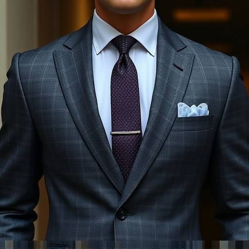 A charcoal grey bespoke suit with peak lapels and a two-button closure, styled for formal business occasions.