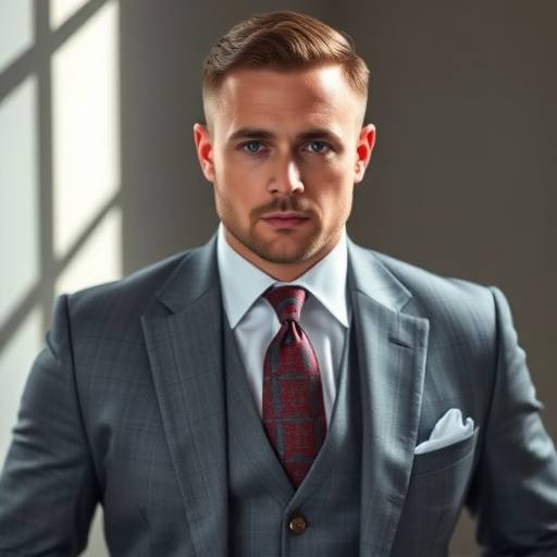 A client, Mr. Julian Croft, looking sharp in a light grey bespoke suit